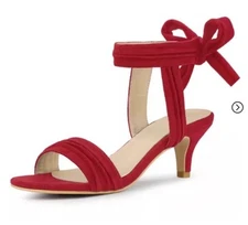 Perphy Open Toe Ankle Tie Bridal Kitten Heels  for Women 