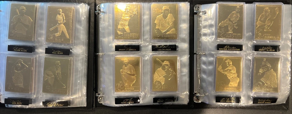 Полный набор из 50 золотых бейсбольных карточек 1996 Danbury Mint 22 карата с папкой HOF - Изображение 2 из 4