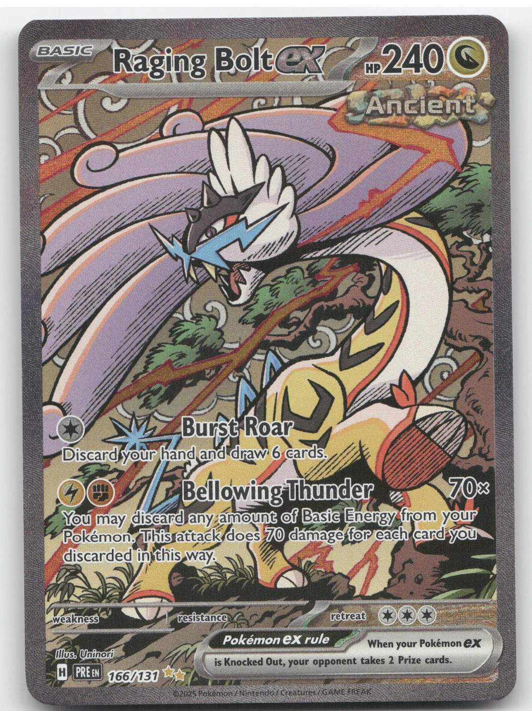 2025 Prismatic Evolutions Raging Bolt ex Secret Rare #166/131