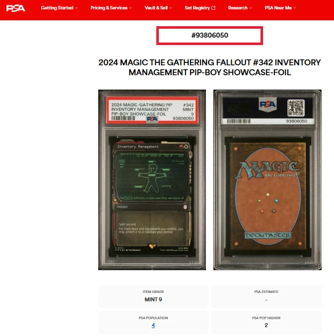 2024 MTG Magic The Gathering  Fallout Showcase Foil Inventory Management PSA 9 - Image 3 of 3