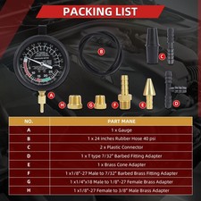 Kit Perdite Manometro Vuoto Auto Pompa Carburante Diagnosi Guasti Auto - Miniatura 2