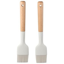 2Pcs Silicone Oil Brush with Wooden Handle,Durable Basting Brush Pastry