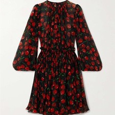  NEW!! Dolce&Gabbana cherry print silk dress size 44IT  or 8 US Authentic…