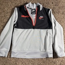 Nike Youth Small Boys Quarter Zip Pullover Gray Black Athletic Top