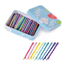 100 PCS Bobby Pins,Colorful Hair Pins with Cute Box,Metal Bobby Pins for Thic...
