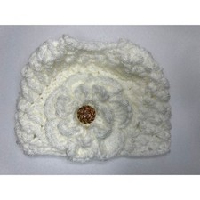 NWOT infant toddler handmade crochet hat with rosette ADORABLE Beanie warm