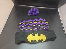 DC Comics purple black yellow batman Knit winter beanie hat