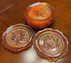 Vintage Set of 8 Marigold Jeanette Iridescent Desert Plates Iris-Herringbone