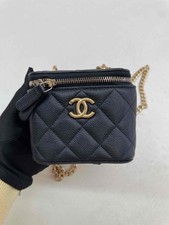 Chanel 24P Mini Heart Ball Flap Grained Calfskin Crossbody Bag Black Authentic