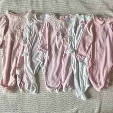 Vintage Baby Girls Pink Ruffle Lace Jumpsuit 5 Pc Lot 3-9 Months Coquette