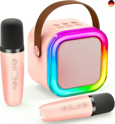 Karaoke Maschine Kinder IROO Mini Karaoke Maschine mit 2 Mikrofonen, Mädchen 