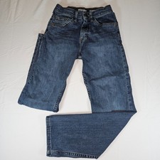 Wrangler Boys Classic Straight Jeans Size 12 Slim Adjustable Waist Blue Denim