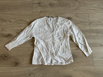 Nice Connection Leinen Bluse Tunika Longsleeve Langarm Shirt Weiß Gr. 34
