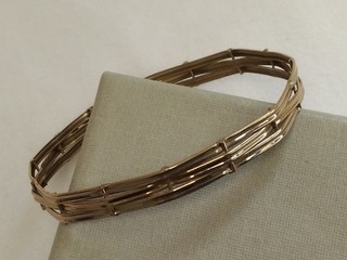 375 9Ct Yellow Gold Hallmarked England Made Basket Weave Bracelet Bangle 4.45g