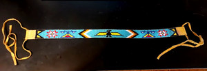 Native American Beaded Leather Strap 17 1/4" Headband