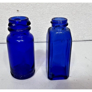 VTG COLBALT BLUE GLASS BOTTLE - EMERSON DRUG CO. BROMO SELTZER - 2.5" bonus