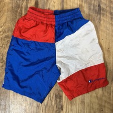 Vintage Y2K Champion Shorts Swim Trunks Mens Small Color Block Shorts USA Color