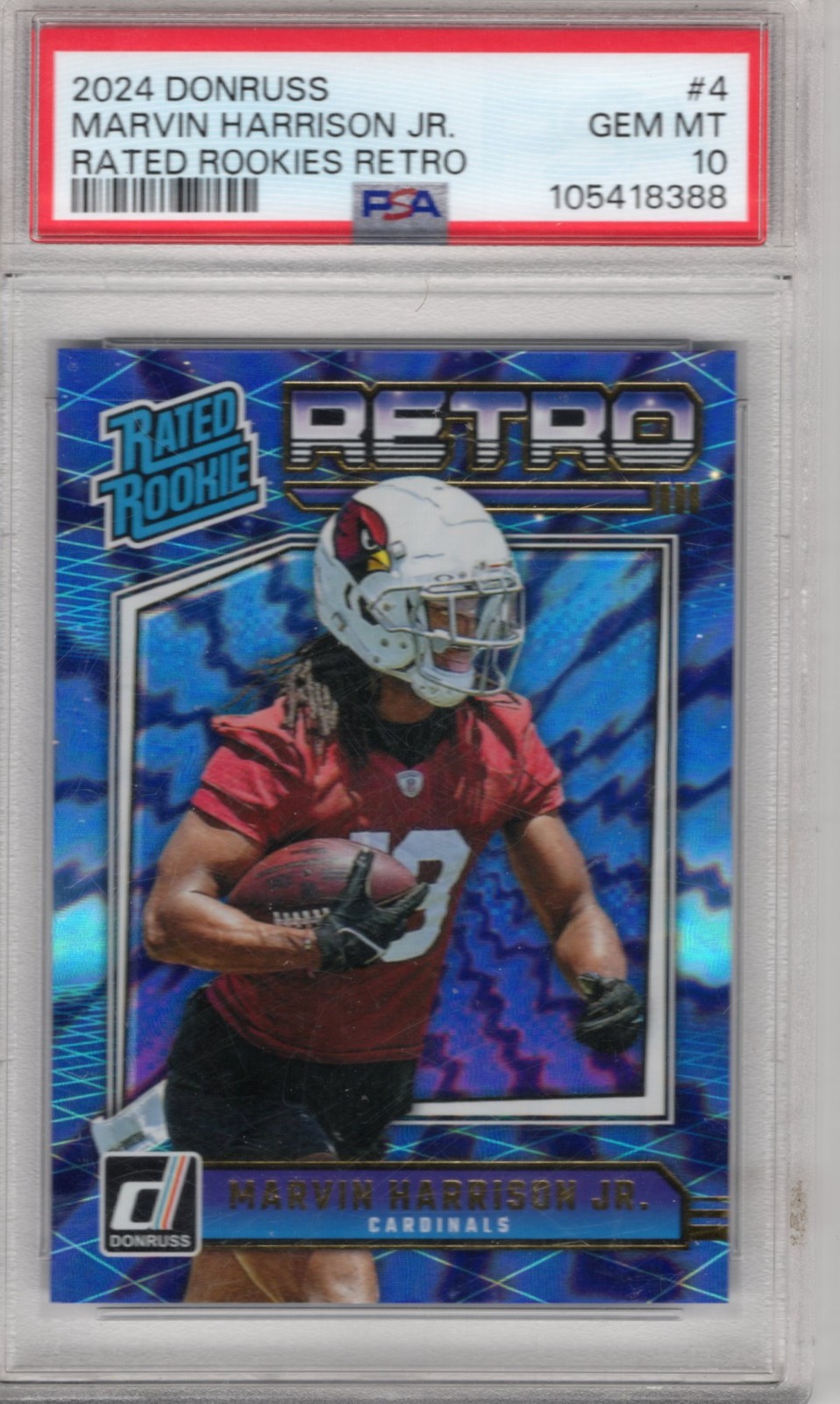 2024 Panini Donruss Rated Rookie Marvin Harrison Jr Retro PSA 10 GEM MINT RC