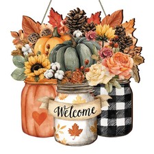 Fall Door Sign Fall Welcome Door Decor Autumn Wreaths for Front Door Harvest ...