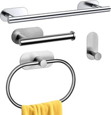 Bathroom Hardware Set Stainless Steel Towel Bar Towel Racks adhesive Hooks 4 Pcs