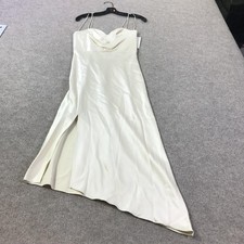 Alice + Olivia Dress Womens 4 Champagne Satin Cowl Neck Maxi Asym Hem Slit Gown