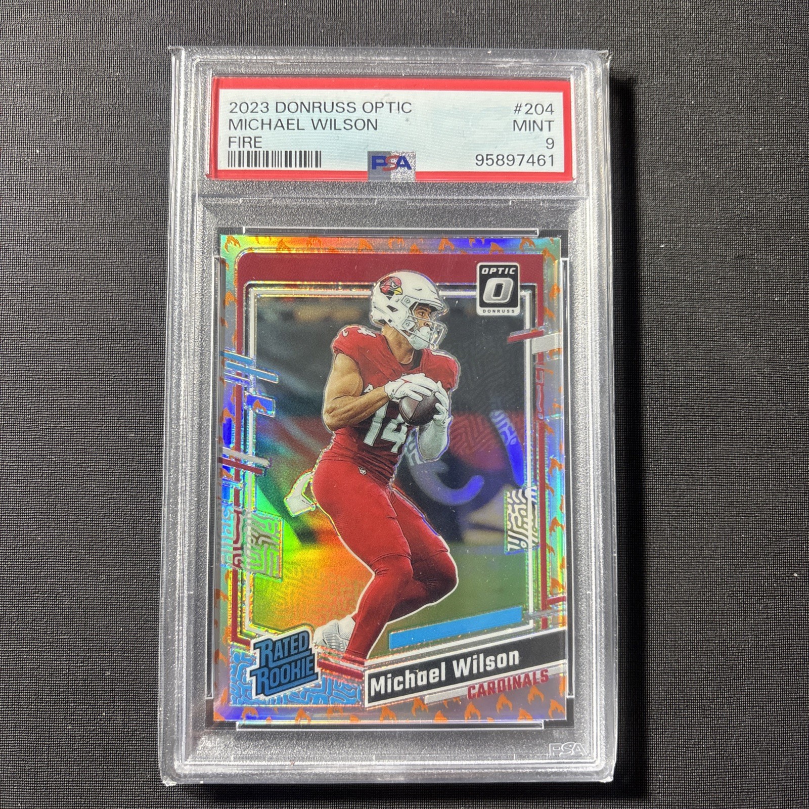 2023 Panini Donruss Optic - Rated Rookie Michael Wilson #204 Fire Prizm (RC)
