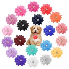 20 Pcs Dog Flower Collar Accessory, Pet Collar Flower Bow Ties for Dog Cat  ...