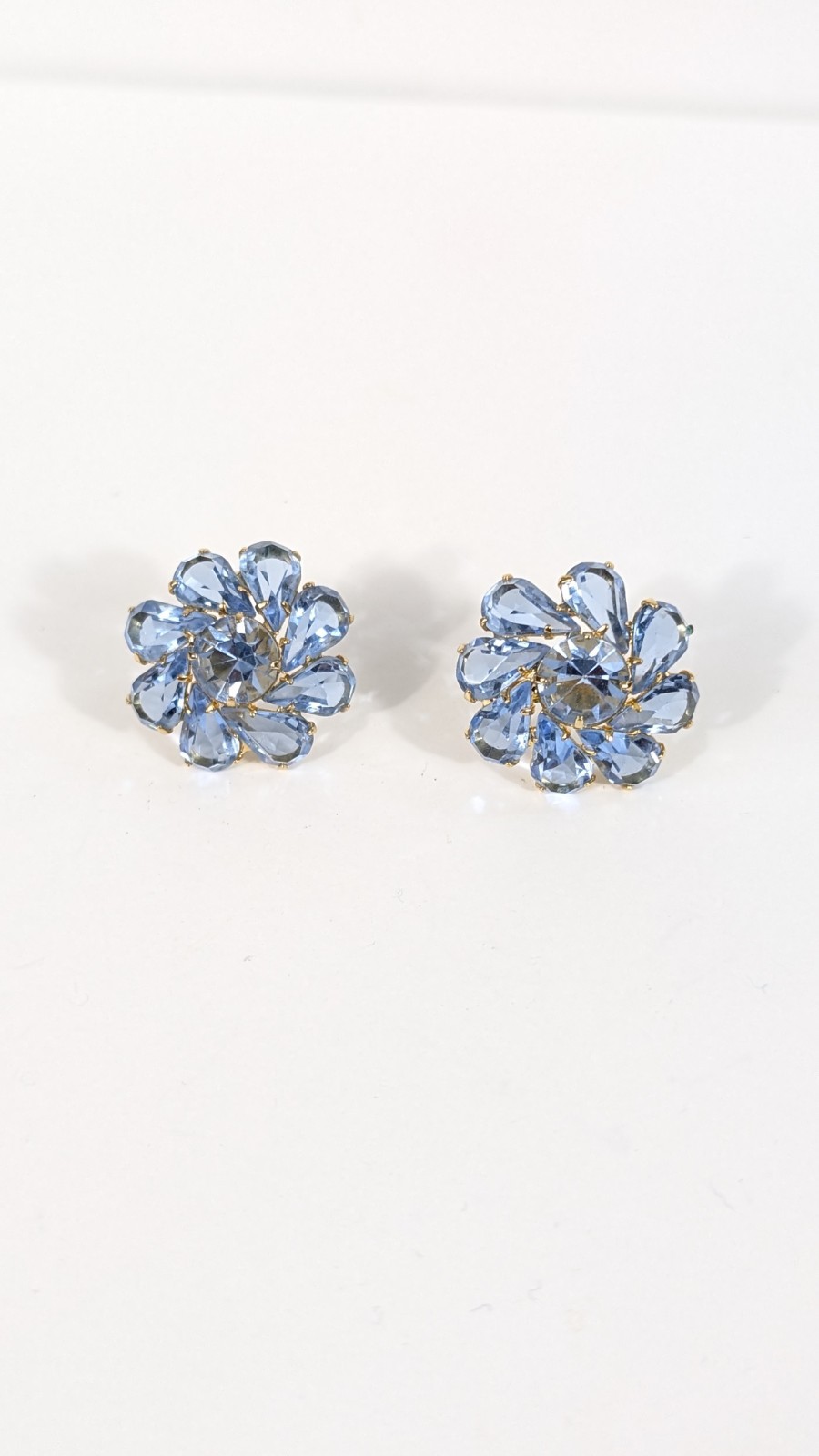 Light Blue Cluster Crystal Open Back Stud Earrings - image 3