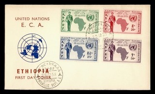 DR WHO 1958 ETIOPÍA FDC ECA NACIONES UNIDAS COMBO R61176