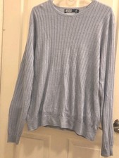 Polo Ralph Lauren Men  s 100 Linen Pullover Sweater Large Periwinkle Blue Knit
