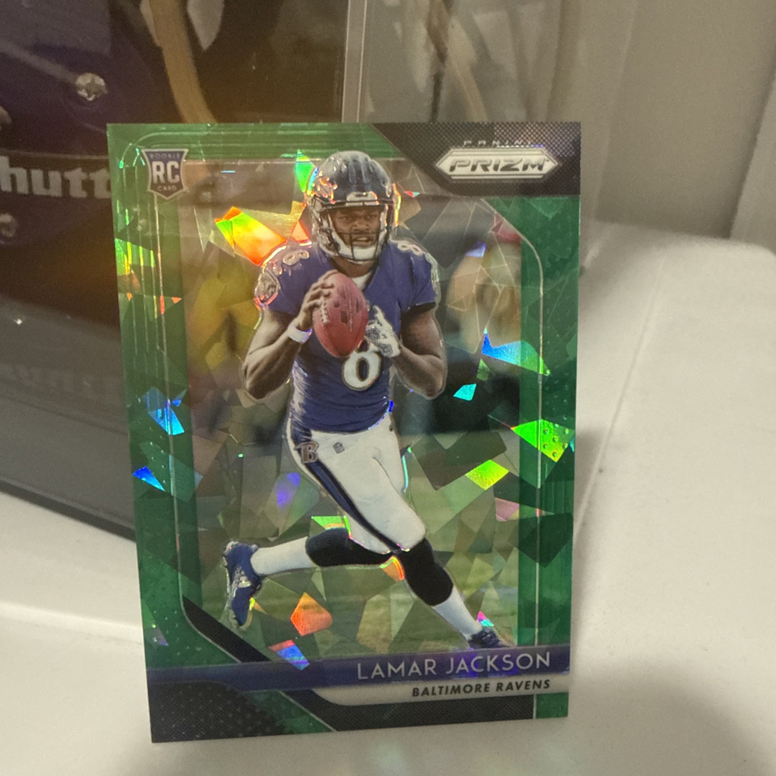 LAMAR JACKSON 2018 Panini Prizm 212 Green Crystals RC Rookie 59/75 NEVER GRADED