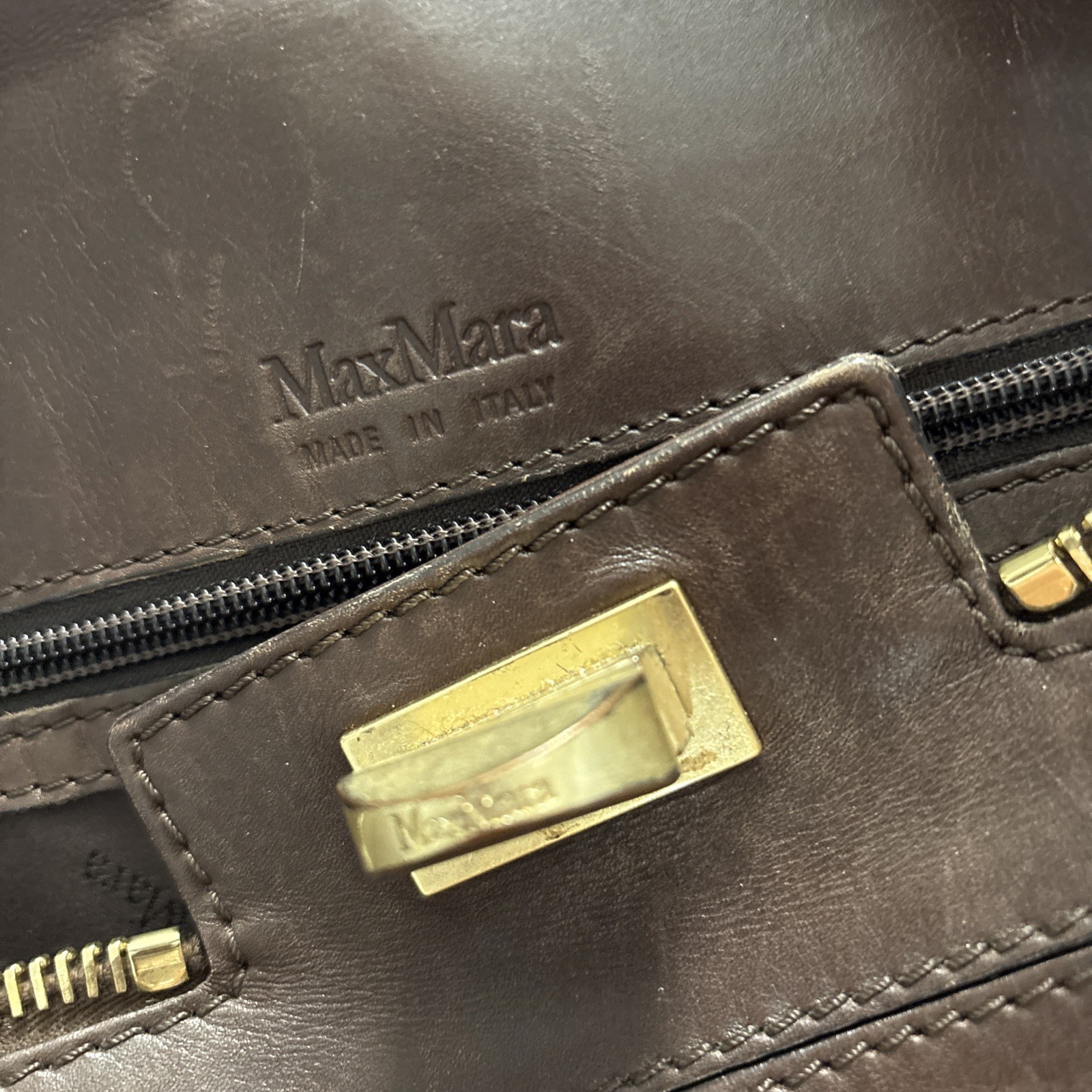 Max Mara Leather Handbag Authentic Women about 9.84 × 13.78 × 7.09 inches — image 13