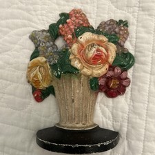 Hurley Cast Iron Floral Doorstop  Vintage #479