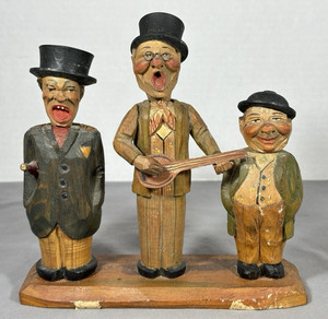 Carved Wood Vtg Bar Set Trio Anri Style Black Forest Corkscrew Opener Stopper