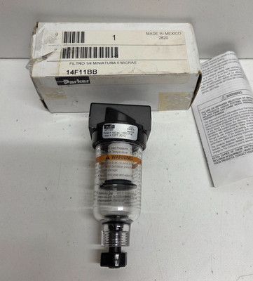NEW IN BOX! PARKER 1/4'' NPT 5 MICRON PARTICULATE FILTER 14F11BB