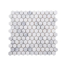 Carrara White Tumbled Marble Hexagon Mosaic Tile 23x23 mm SAMPLE