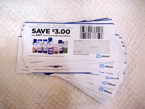 Lot of 25 Ensure Coupons Save $3 On Any (1) Ensure Multipack Expire 3 ...