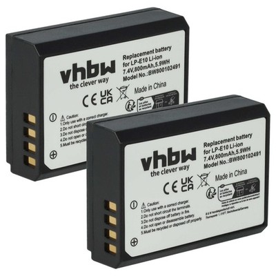 2x Akku für Canon EOS 1100D 2000D 1200D 4000D 1300D Kiss X50 800mAh 7,2V