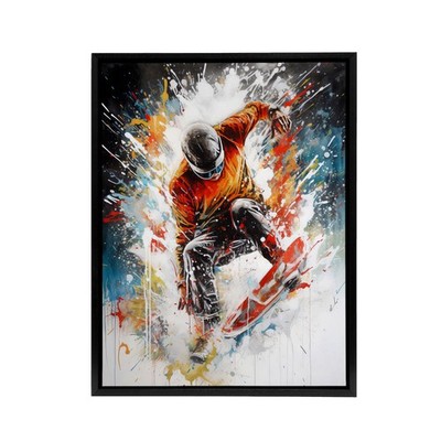 Extreme Sports Snowboarding Paint Splat Gerahmter Leinwand-Kunstdruck