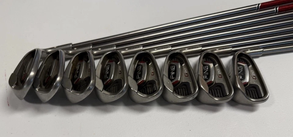 Juego de plancha Ping G20 SW, UW, PW, 9-5 varilla de grafito flexible regular punto blanco Foto 3 de 4