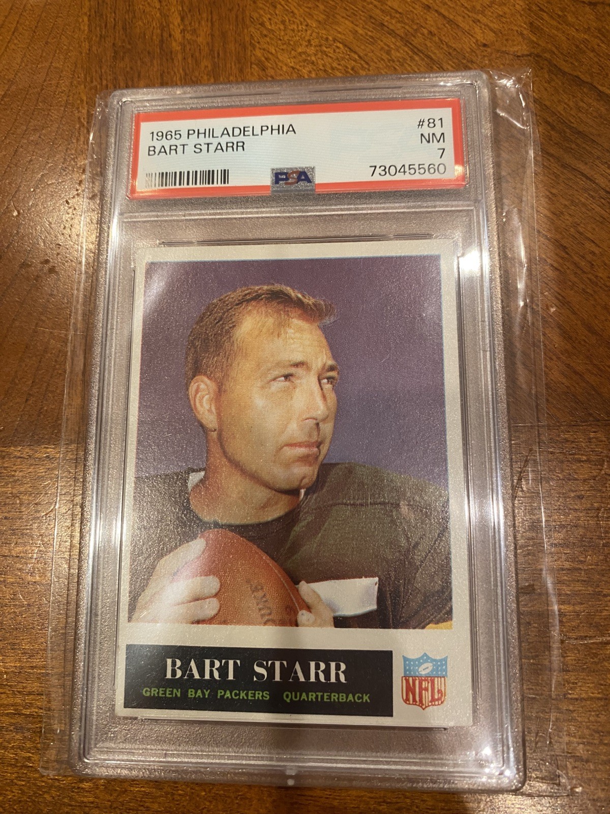 1965 PHILADELPHIA GUM FOOTBALL # 81 BART STARR PSA GRADED 7
