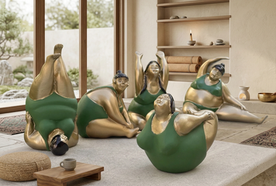 Yoga Figurine Resin Fat Woman Statue Small Figure Sculpture Gifts