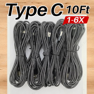 Lot 10ft Fast USB Type C Charger Cable Braided Cord for Android/Phone/Pad/Laptop