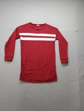 Charlotte Russe Women T Shirt Dress S Red Stripe Long Sleeve Round Neck Relaxed