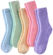 5 Pairs Fuzzy Socks Soft Cozy Socks for Women Comfy Fluffy Slipper Socks Warm