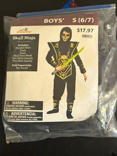 Celebrate Boys Hooded Ninja Costume Complete Outfit Black/Gold Size S 6/7 
