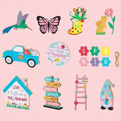 16 Stück Ostern Stufentablett Ornamente 3D Elemente Ostern Stufentablett Deko Set