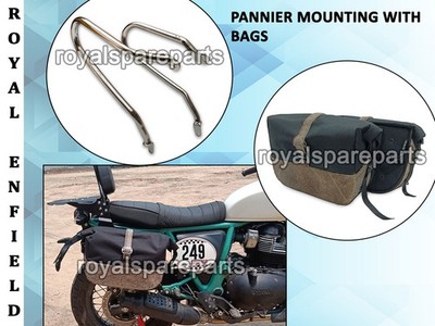 For Royal Enfield BEAR 650 Soft Pannier Bags Cream Brown Color & Mounting Rails