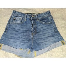 KanCan "Gabriella" High-Rise Cuffed Denim Shorts - Size 25 / US 3
