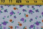 By 1/2 Yd, Vintage, Purple & Orange Floral on White Polished Cotton, B1713